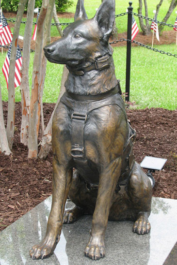 Bronze Military Malinois Statue by Lena Tortich